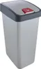 A silver and gray trash can with a red button on the lid, shown against a white background. Podgląd zdjęcia produktu
