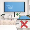A television mounted on a wall above a shelf unit, with a close-up inset showing cable management. Náhľad obrázku produktu