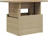 A beige poly rattan and acacia wood garden table. Produktbild-Vorschau