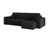 A black sectional sofa with an ottoman on a white background. Produktbild-Vorschau