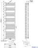 Technical drawing of a radiator with dimensions and connection details. Podgląd zdjęcia produktu