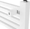 A close-up view of a white radiator, showing its slatted design and a mounting bracket. Náhľad obrázku produktu