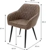 A brown armchair with dimensions indicated by measurement lines and text. Náhľad obrázku produktu