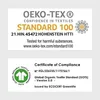 Two certifications for textiles: OEKO-TEX STANDARD 100 and Global Organic Textile Standard (GOTS). Produktbild-Vorschau