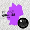 A purple outline of Germany is superimposed on a background of white beads, with text overlays. Voir les images du produit