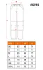 A diagram of trousers with a size chart below. Anteprima dell’immagine prodotto
