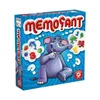 The image shows the front of a board game box for "Memofant" by Piatnik. The box features a cartoon elephant and various game elements like numbers and images of objects. Produktbild-Vorschau