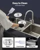A person is cleaning parts of a commercial slicer in a kitchen sink. The image also shows close-ups of the slicer's components. Náhled obrázku produktu