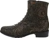 A single black boot with a paisley pattern in brown and gold, shown from the side. Produktbild-Vorschau