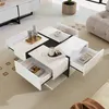 Couchtisch( 78*78*36cm,Weiss)Tisch mit 4 Schubladen, Produktbild-Vorschau 4