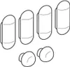 A set of white toilet seat buffers and knobs on a white background. Podgląd zdjęcia produktu