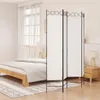 A bedroom scene with a bed, a nightstand, and a room divider. Náhled obrázku produktu