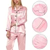 Satin Schlafanzug Damen, zweiteiliges Pyjama Damen Lange Produktbild-Vorschau 5