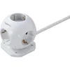 A white spherical power strip with multiple outlets and a white cable, mounted on a white square base. Produktbild-Vorschau