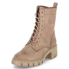 A single brown lace-up boot with a thick sole and heel, shown from the front-side angle against a white background. Produktbild-Vorschau