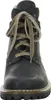 A close-up front view of a black leather boot with brown laces. Voir les images du produit