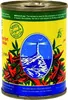 A can of harissa paste with chili peppers and a lighthouse illustration. Podgląd zdjęcia produktu