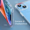 Close-up view of a clear phone case on a blue background, highlighting protective features. Anteprima dell’immagine prodotto