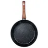 A top-down view of a frying pan with a wooden handle against a white background. Produktbild-Vorschau