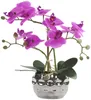 Kunst-Pflanze Orchidee ovaler Topf silber hochglanz und Produktbild-Vorschau 5