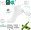 A white sock is shown with various callouts highlighting its features, along with logos and bamboo stalks. Produktbild-Vorschau