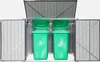 Two green trash cans inside a gray metal enclosure with the doors and lid open. Anteprima dell’immagine prodotto