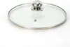 A glass lid with a silver handle for a pot, shown on a white background. Produktbild-Vorschau