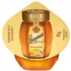 A jar of honey with a decorative yellow backing. Produktbild-Vorschau