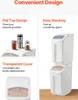 A collage of images showcasing the features of a food storage container, including its flat top, stacking capability, and transparent cover. Náhled obrázku produktu