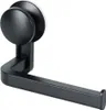A black toilet paper holder with a suction cup mount. Produktbild-Vorschau