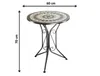 A round mosaic table with a metal base, shown with dimensions indicated. Produktbild-Vorschau
