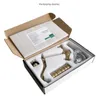 The image shows a faucet and its components neatly arranged inside a cardboard box, cushioned by foam. The box is open, revealing the product and its packaging. Produktbild-Vorschau