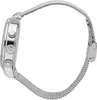 Side view of a silver Maserati watch with a mesh band. Voir les images du produit