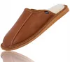Heren slippers, leer, lamswol, lichtbruin, met de hand Productafbeelding-voorbeeld 3