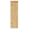 A side view of a light brown wooden cabinet against a white background. Voir les images du produit