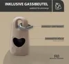 A product shot of a dog waste bag dispenser with text highlighting its features. Produktbild-Vorschau