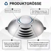 An instructional diagram showing a silver air purifier with callouts and text explaining its features and operation. Produktbild-Vorschau