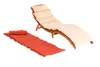 Two chaise lounge cushions are shown on a white background. One is a reclined chaise lounge with a beige cushion, and the other is a flat, red cushion laid out on the ground. Produktbild-Vorschau