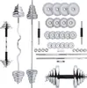 A collection of chrome-plated dumbbells and weight plates arranged on a white background. Náhled obrázku produktu