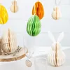 Osterei aus Papier beige zum Hinstellen Honeycomb Wabenball Produktbild-Vorschau 3