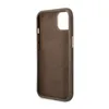 The image shows the back of a brown iPhone case with the Guess logo embossed on it. Náhled obrázku produktu