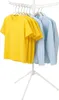 A white drying rack with clothes hanging on it. Produktbild-Vorschau