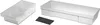 Two clear plastic storage containers and a black rectangular object on a white background. Produktbild-Vorschau