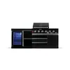 A black outdoor kitchen unit with a gas grill and a refrigerator is shown against a white background. Anteprima dell’immagine prodotto
