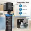 Collage of a water filter system and its features, with a separate image showing a hand replacing a filter cartridge. Náhled obrázku produktu