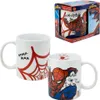 A Spider-Man mug and its packaging are displayed. Produktbild-Vorschau