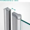 Close-up of a shower screen hinge mechanism, showing adjustment capability. Anteprima dell’immagine prodotto