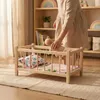 Drewniane łóżeczko dla lalek NATURALNE z materacem i Podgląd zdjęcia produktu 4