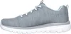 A side view of a gray Skechers shoe with light blue accents. Voir les images du produit