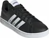 A black Adidas Grand Court Beyond shoe with white stripes. Podgląd zdjęcia produktu